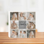 Family Collage Photo & Personalized Grey Gift Wooden Box Sign<br><div class="desc">Create a beautiful and personalized family collage with eight photos, accompanied by a personalized family name in grey. This unique and thoughtful gift is perfect for commemorating special moments and celebrating the love and bond within a family. The collage features eight carefully selected photos that you can provide, showcasing cherished...</div>