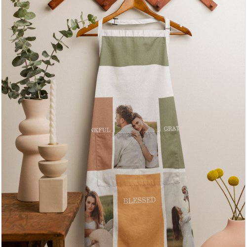 Family Collage Photo  Thankful Blessed Grateful Apron