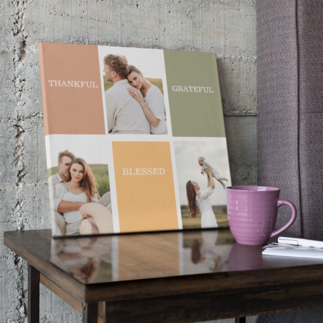 Family Collage Photo | Thankful Blessed Grateful Canvas Print (Creator Uploaded)