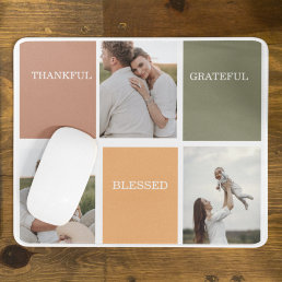 Family Collage Photo | Thankful Blessed Grateful Mouse Pad