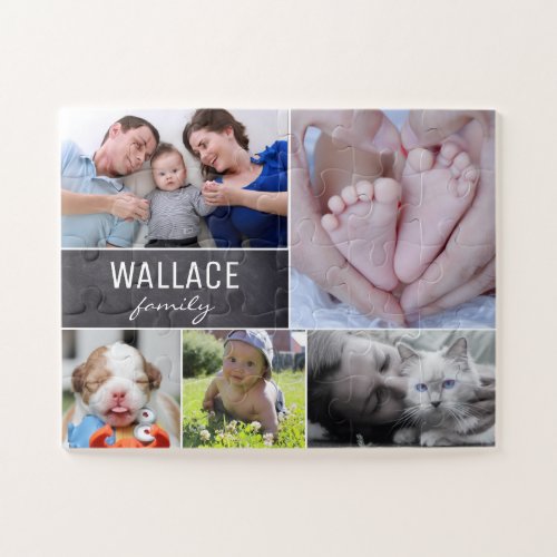 Family Collage photos family name personalized Jigsaw Puzzle