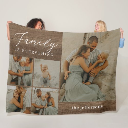 Family Collage Rustic Modern Personalized Blanket