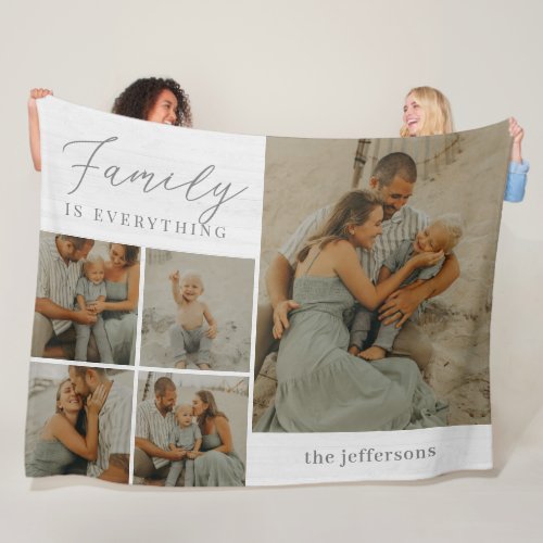Family Collage Rustic Modern Personalized Blanket