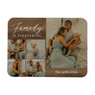 Family Collage Rustic Modern Personalized Magnet