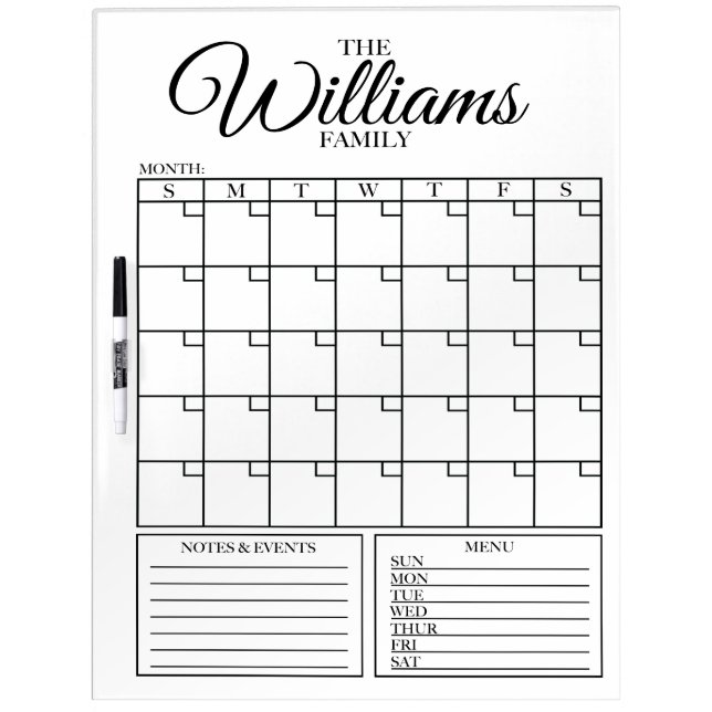 Family Command Center Dry Erase Board (Front)