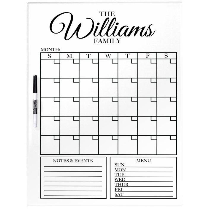 Family Command Center Dry Erase Board