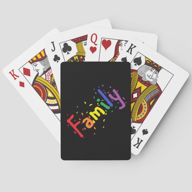 Family Confetti Rainbow on Black Poker Cards (Back)