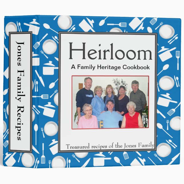 Family Cookbook - Customize 2-inch BLUE Binder (Front/Spine)