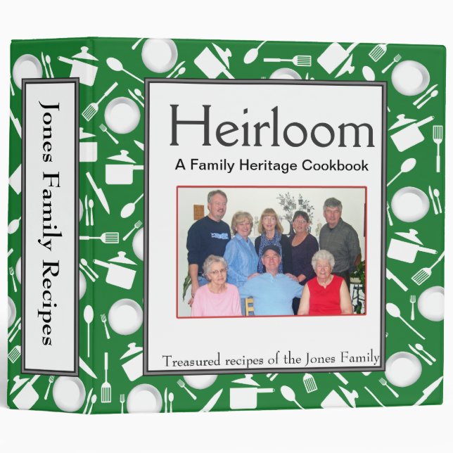 Family Cookbook - Customize 2-inch GREEN Binder (Front/Spine)
