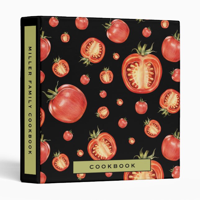 Family Cookbook Recipe | Red Juicy Tomatoes 3 Ring Binder (Front/Spine)