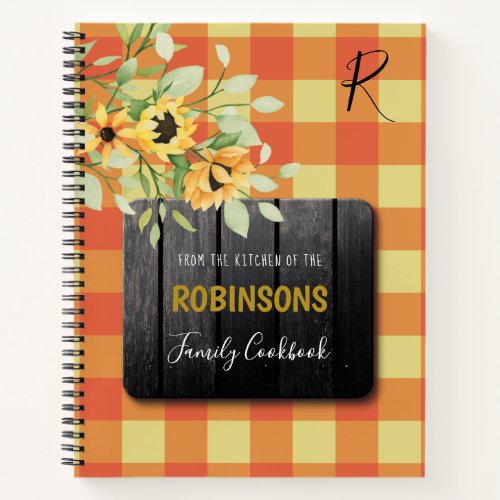 Family cookbook rustic kitchen recipes organizer n notebook