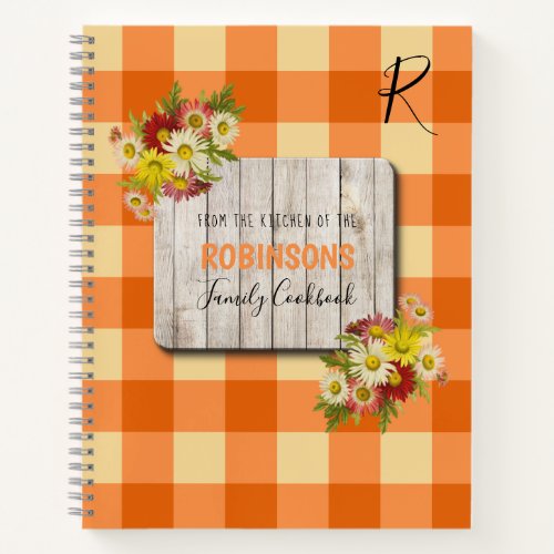 Family cookbook rustic kitchen recipes organizer n notebook