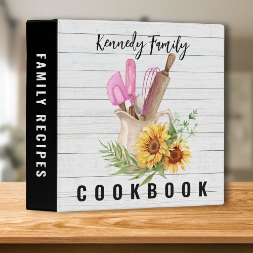Family Cookbook Rustic Wood Farmhouse Recipe 3 Ring Binder