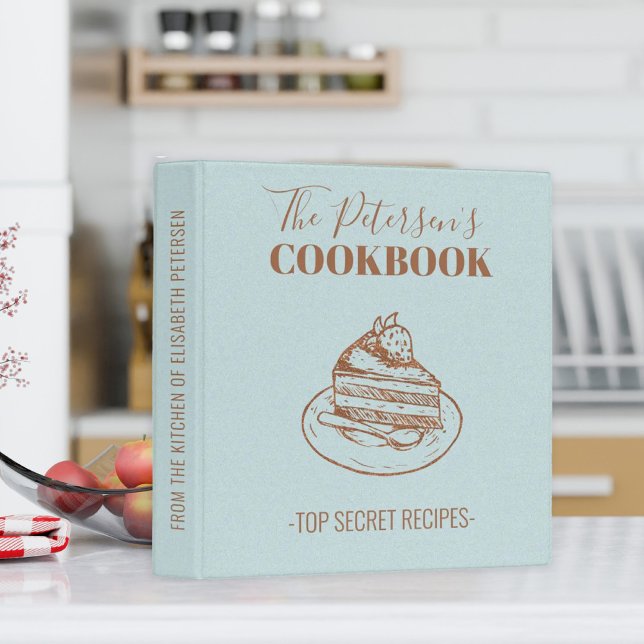 Family cookbook stylish dusty blue recipes 3 ring binder (Creator Uploaded)