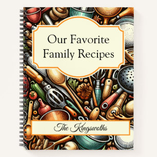 Family Cookbook vintage rusty pattern personalized Notebook