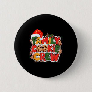 Family Cookie Crew Eating Christmas Gingerbread Te Button