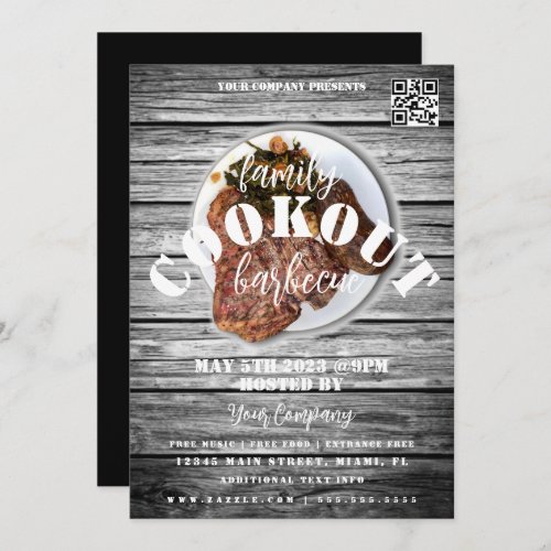 Family Cookout Barbecue Steak Event Party Flyer Invitation