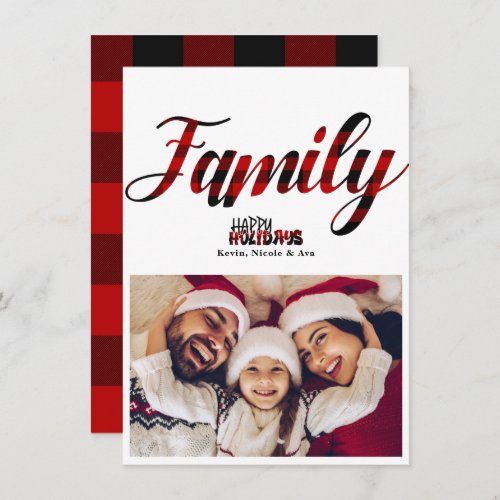 FAMILY Cool Plaid Christmas Holiday Photo Card