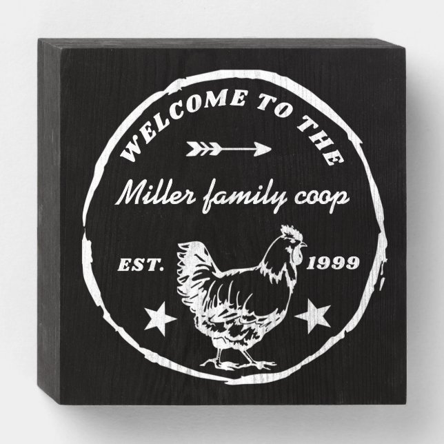 family coop hen welcome wood sign (Front Horizontal)