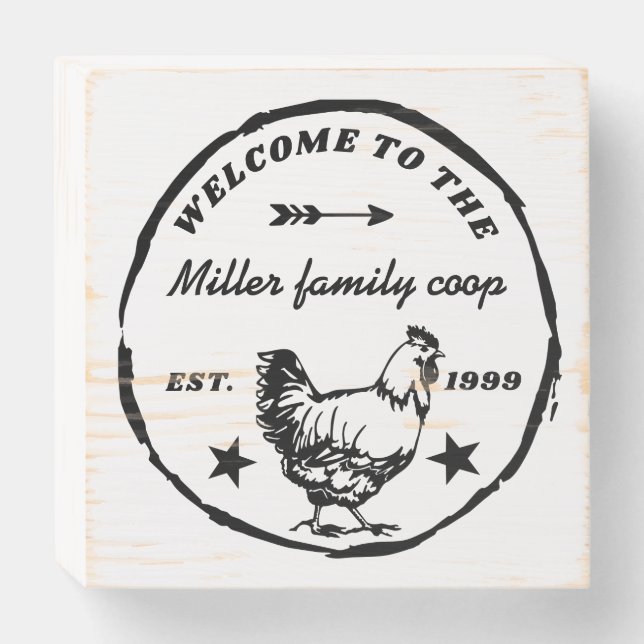 family coop hen welcome wood sign (Front Horizontal)