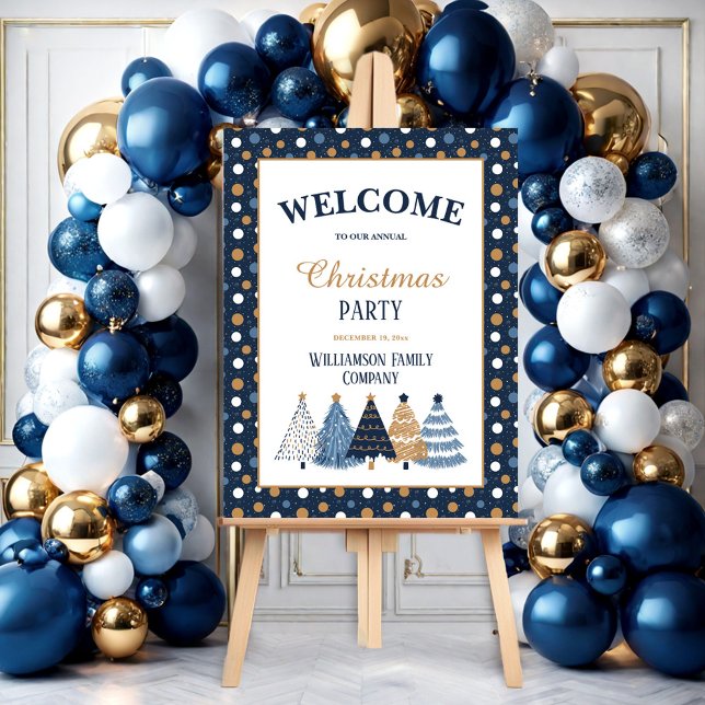 Family Corporate Navy Blue Christmas Party Welcome Foam Board (Family Corporate Navy Blue Christmas Party Welcome Foam Board)