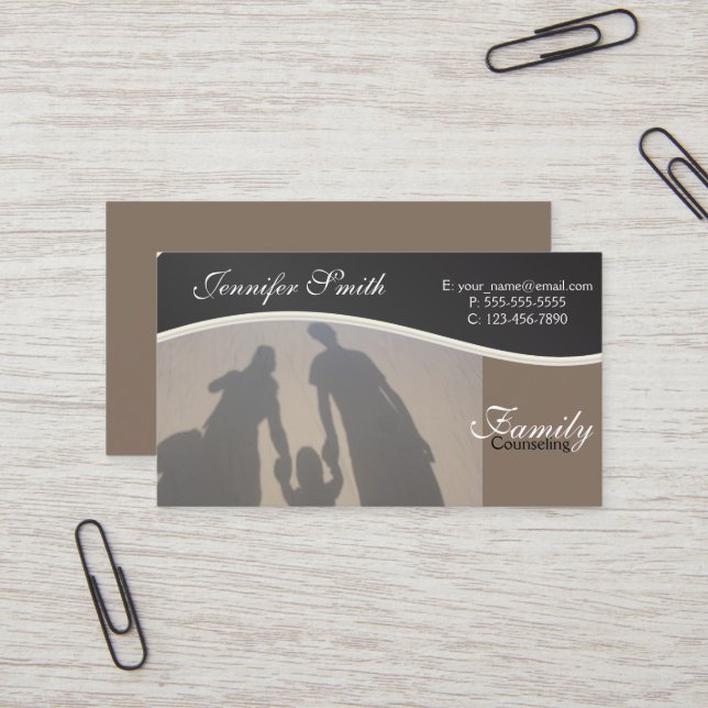 Family Counseling | Professional Counselors Business Card (Front/Back In Situ)