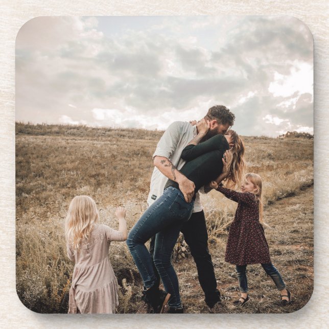 Family Couple Photo Beverage Coaster (Front)