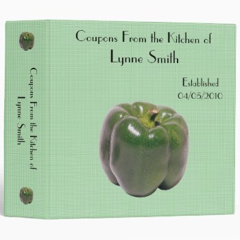 Family Coupon Binder-- Green Pepper Design 2.8 " 3 Ring Binder by Lynnes_creations at Zazzle