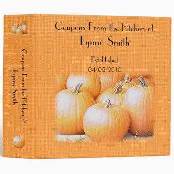Family Coupon Binder-- Pumpkin Design 2.8 " Binder by Lynnes_creations at Zazzle