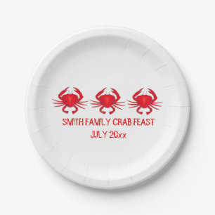 Family Crab Feast Red Crabs Personalized Plate