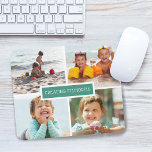 Family Creating Memories Photo Collage Teal Mouse Pad<br><div class="desc">Modern mouse pad with 4 photos on a grid with "creating memories" in the center overlaying teal background.</div>