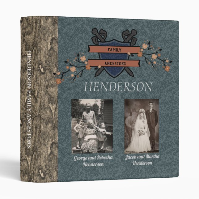 Family Crest Ancestor Genealogy 3 Ring Binder (Front/Spine)