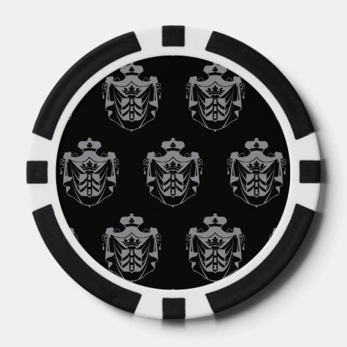 Family Crest Black Grey Poker Chips