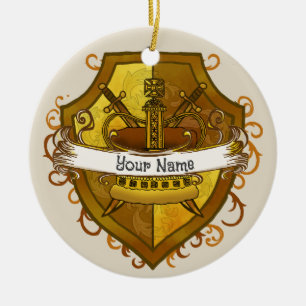 Family Crest Crown Surname  Ceramic Ornament