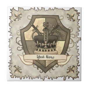 Family Crest Crown Surname tile