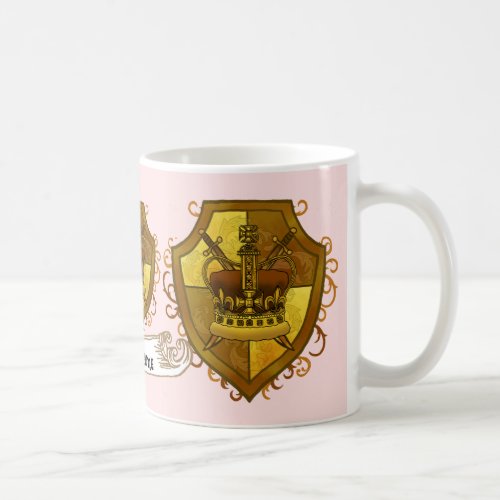  Family Crest Crown Sword Shield Surname mug