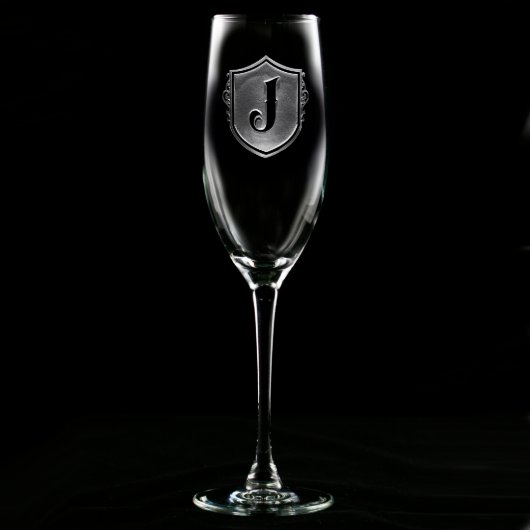 Family Crest Monogrammed Champagne Flute (Front)