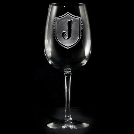 Family Crest Monogrammed Wine Glass (Front)