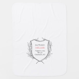 Family Crest New Baby Announcement Pink Classic Blanket