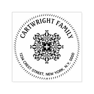 Family crest seal return address vintage ornament self-inking stamp