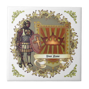 Family Crest Shield Surname Ceramic Tile