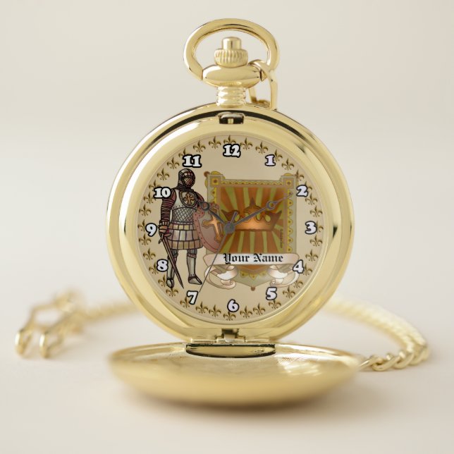 Family Crest Shield Surname Pocket Watch (Inside)