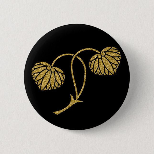 [Family Crests] 2 hollyhock leaves Round Button (Front)