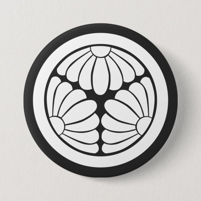 [Family Crests] A circle in 3 chrysanthemum flower Button (Front)