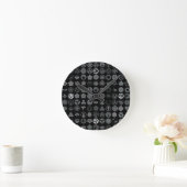 [Family Crests] Flowers and Plants Black Round Clock (Home)