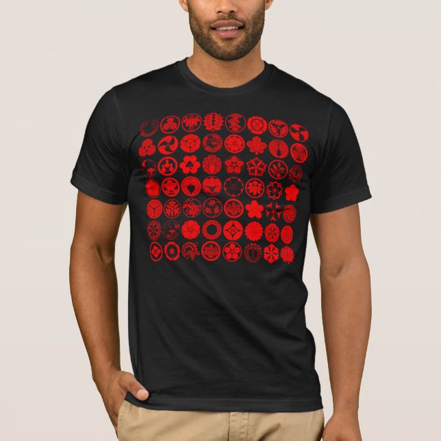 [Family Crests] Flowers and Plants (Red symbols) T-Shirt (Front)
