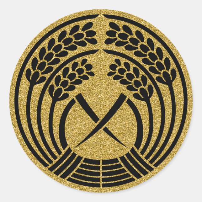 [Family Crests] Hugging rice ear Classic Round Sticker (Front)