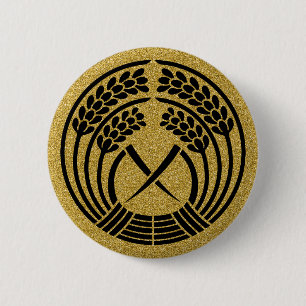[Family Crests] Hugging rice ear Round Button
