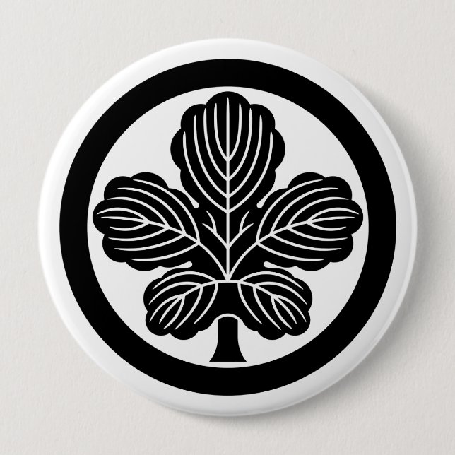 [Family Crests] Kaji leaf with circle Button (Front)