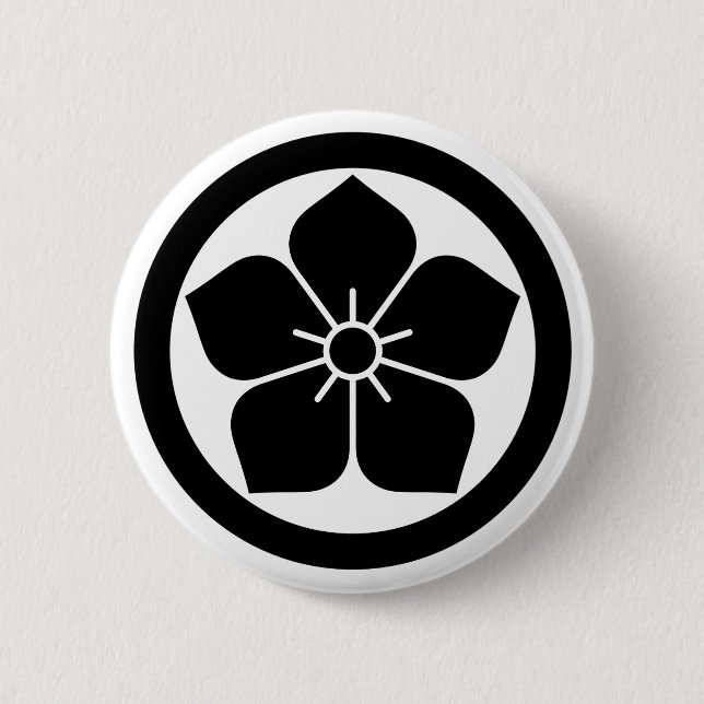 [Family Crests] Kikyo flower inside a circle Button (Front)